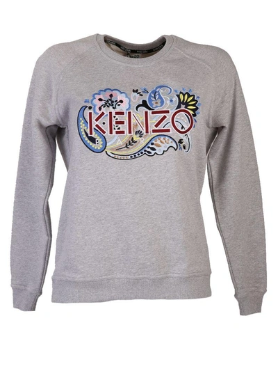 Shop Kenzo Grey Embroidered Sweatshirt