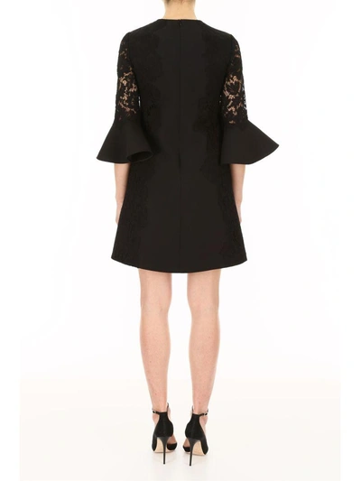 Shop Valentino Dress With Lace Inserts In Nero
