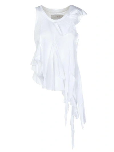 Shop Marques' Almeida Marques'almeida Ruffle Trim Asymmetric Top In White