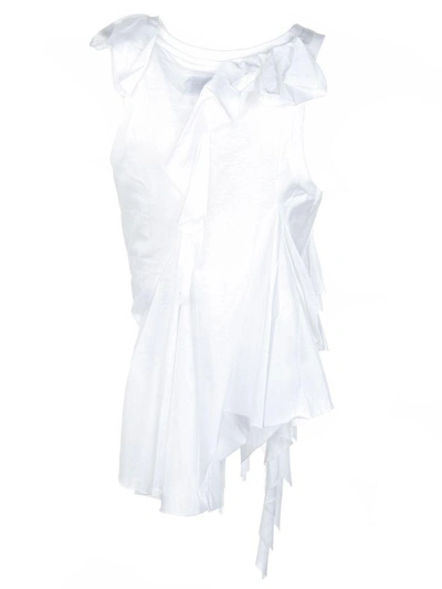 Shop Marques' Almeida Marques'almeida Ruffle Trim Asymmetric Top In White