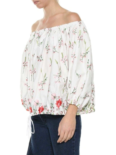 Shop Marques' Almeida Off-shoulder Embroidered Top In White-multi