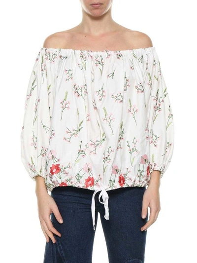 Shop Marques' Almeida Off-shoulder Embroidered Top In White-multi