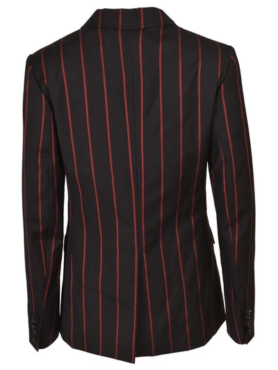 Shop Versus Striped Detail Blazer In Nero-rosso
