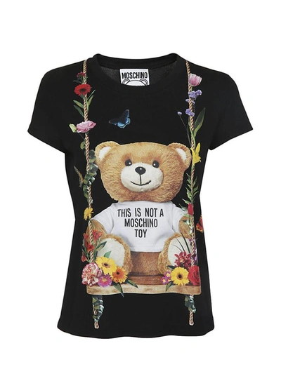 Shop Moschino Floral Teddy Bear T-shirt In Black