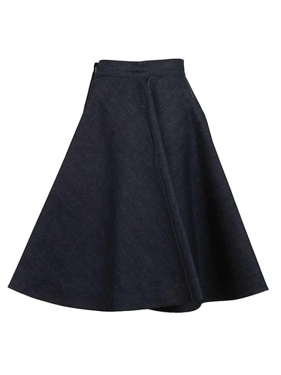 Shop Calvin Klein Flared Denim Skirt In Blue