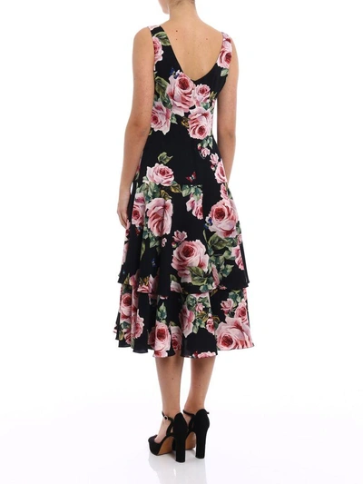 Shop Dolce & Gabbana Sleeveless Floral Dress In Hnhrose Rosa Fdo. Nero