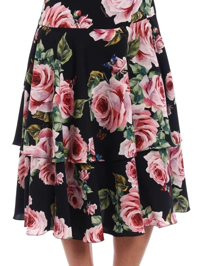 Shop Dolce & Gabbana Sleeveless Floral Dress In Hnhrose Rosa Fdo. Nero