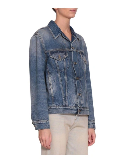 Shop Gucci Cotton Denim Embroidered Jacket In Blu