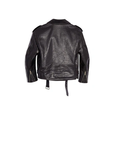 Shop Balenciaga Painted Biker Jacket In Noir