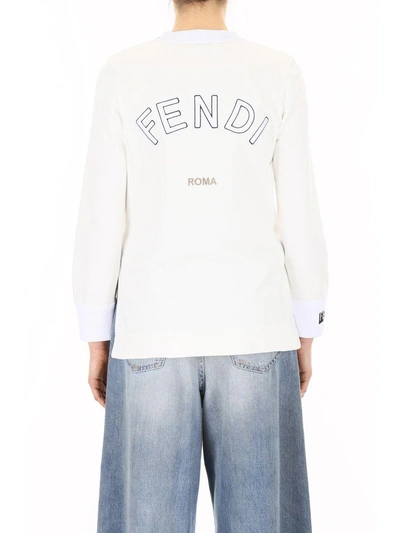 Shop Fendi Logo Patch Sweatshirt In White|bianco