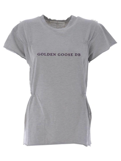 Shop Golden Goose Logo Print T-shirt In Grigio Melange