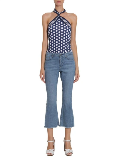 Shop Michael Michael Kors Flare Cropped Jeans In Blue