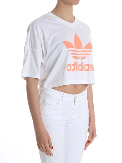Shop Adidas Originals Cropped T-shirt In White