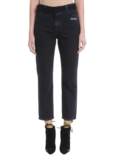 Shop Off-white Thigh Crop Belt Black Denim Jeans