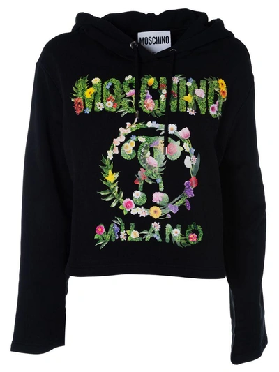 Shop Moschino Floral Hoodie In 3555c