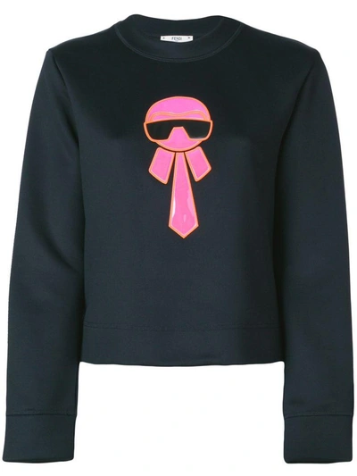 Shop Fendi Karl Motif Sweater In Gme Black