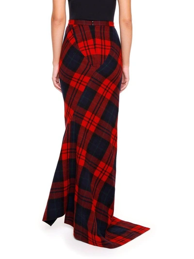 Shop Dsquared2 Long Tartan Skirt In Red-blackrosso