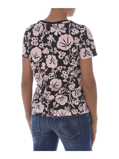 Shop Kenzo Floral Leaf Print T-shirt In Nero/rosa