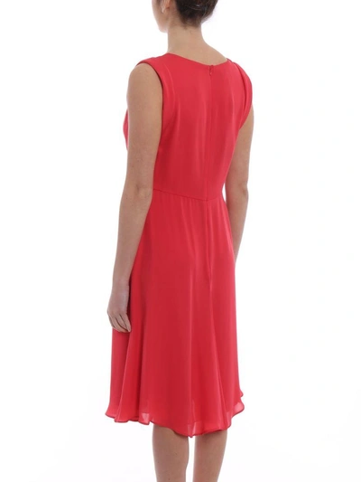 Shop Giorgio Armani V-neck Flared Dress In Red
