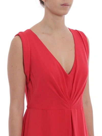 Shop Giorgio Armani V-neck Flared Dress In Red