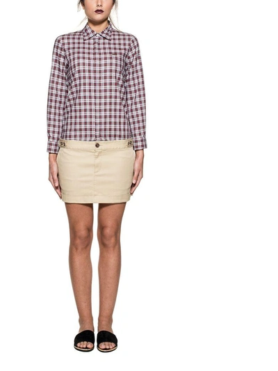 Shop Dsquared2 White-red-beige Checked Cargo Dress In White - Red - Natural