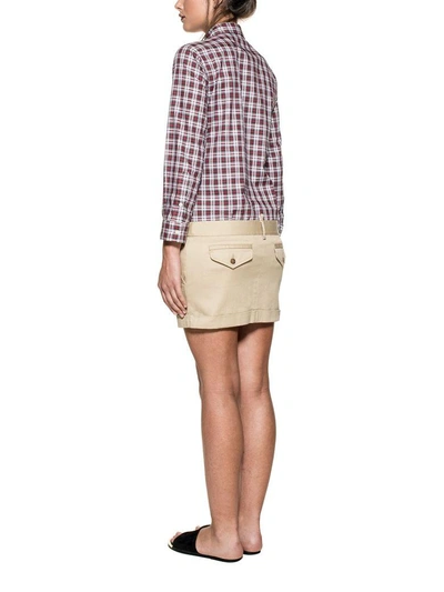 Shop Dsquared2 White-red-beige Checked Cargo Dress In White - Red - Natural
