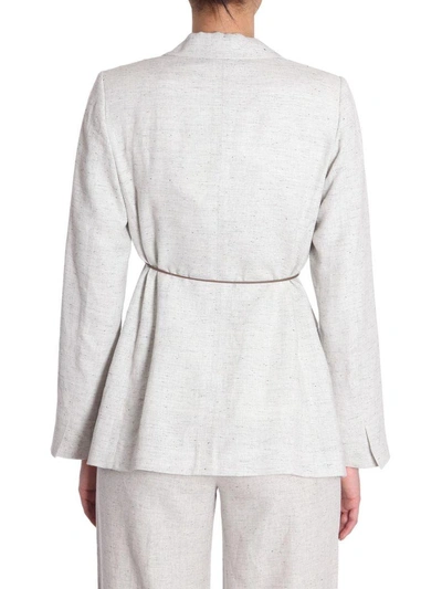 Shop Fabiana Filippi Linen And Silk Jacket In Bianco