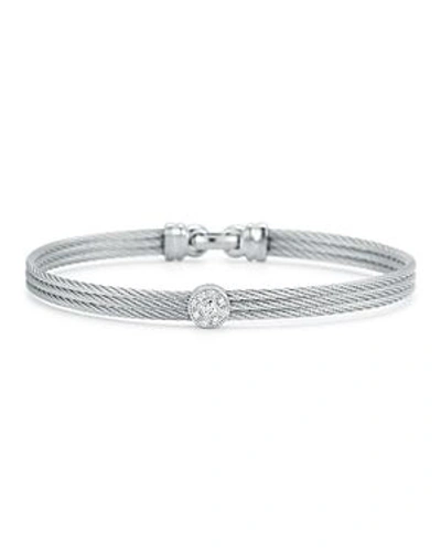 Shop Alor Diamond Cable Bangle In Silver