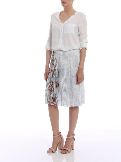 Shop Prada Pleated Print Skirt In Opaline