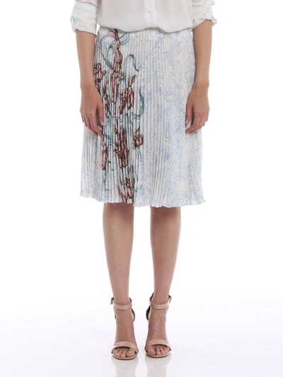 Shop Prada Pleated Print Skirt In Opaline