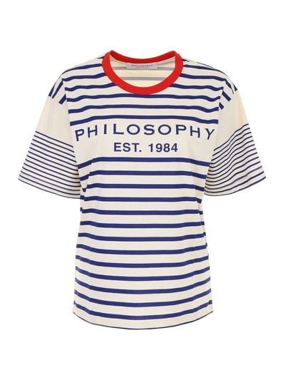 Shop Philosophy Di Lorenzo Serafini Striped T-shirt In Blue Multi|blu