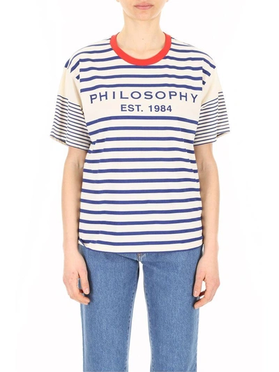 Shop Philosophy Di Lorenzo Serafini Striped T-shirt In Blue Multi|blu