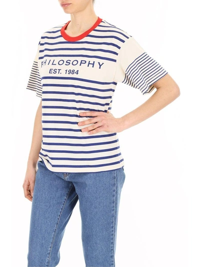 Shop Philosophy Di Lorenzo Serafini Striped T-shirt In Blue Multi|blu