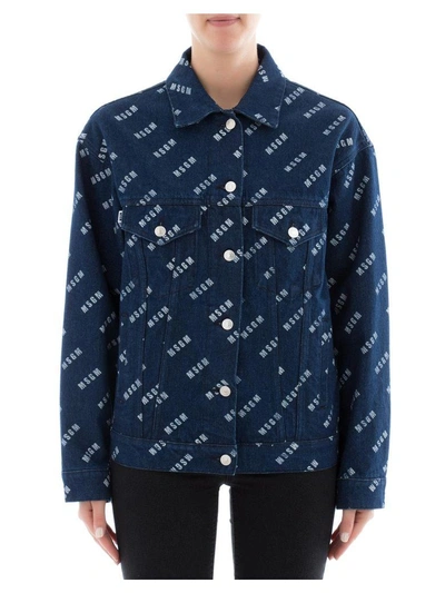 Shop Msgm Blue Cotton Jacket