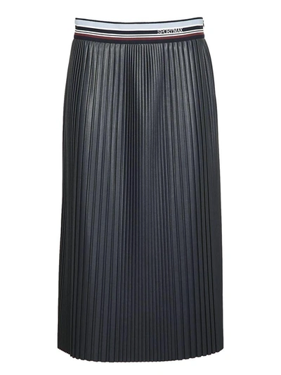 Shop Sportmax Pleated Skirt In Blu Navy