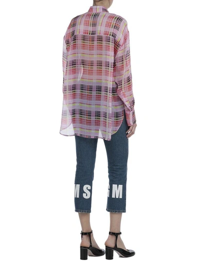 Shop Msgm Silk Shirt In Multicolor