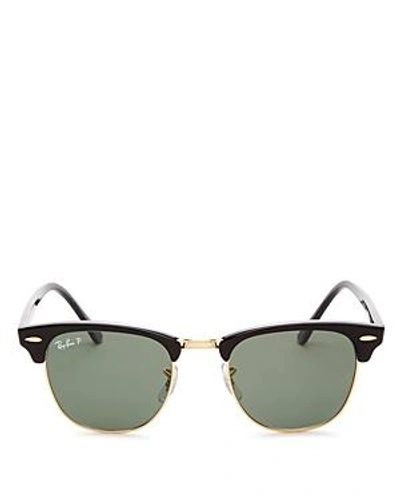 Shop Ray Ban Ray-ban Unisex Polarized Classic Clubmaster Sunglasses, 51mm In Black