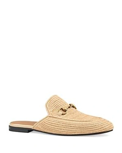 Shop Gucci Men's Straw Princetown Slippers In New Sand