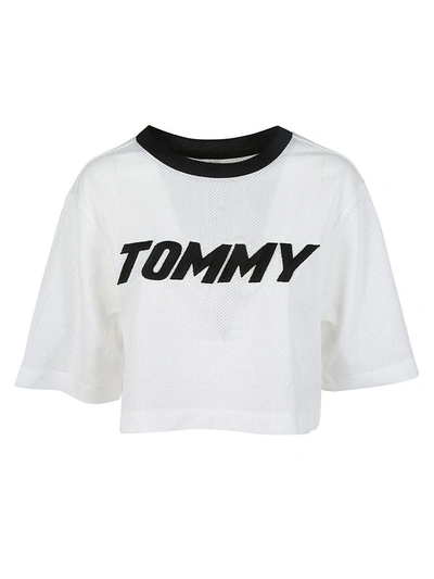 Shop Tommy Hilfiger Cropped Racing T-shirt In Classic White