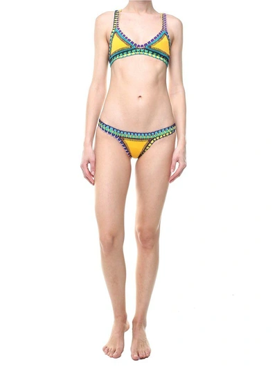 Shop Kiini Ro Crochet-trimmed Bikini Brief In Giallo