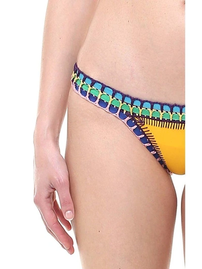 Shop Kiini Ro Crochet-trimmed Bikini Brief In Giallo