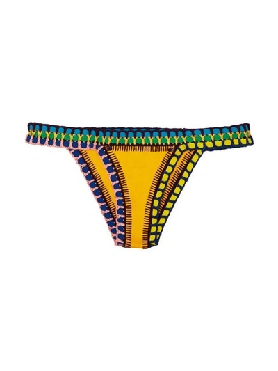 Shop Kiini Ro Crochet-trimmed Bikini Brief In Giallo
