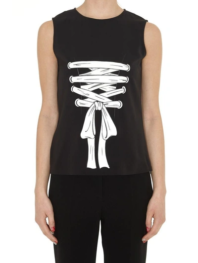 Shop Boutique Moschino Top In Black White