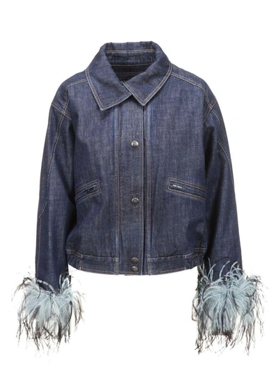 Shop Prada Feather Trimmed Jacket In F0008