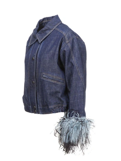 Shop Prada Feather Trimmed Jacket In F0008
