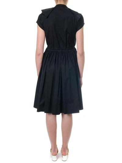Shop Lanvin Draped Black Cotton Dress