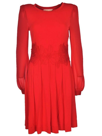 Shop Michael Kors Floral Embellished Dress In Red