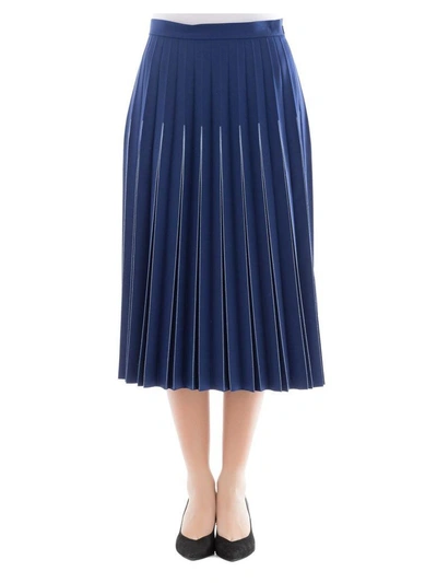 Shop Bottega Veneta Blue Wool Skirt