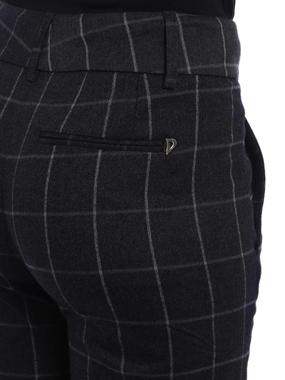 Shop Dondup Ivy Check Pattern Wool Trousers In Dark Grey