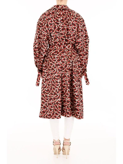 Shop Marni Printed Nylon Trench Coat In Henne (brown)
